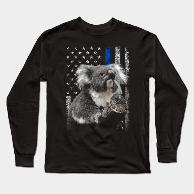 Koala American Flag Tee for Admirers of Australian Wildlife Long Sleeve T-Shirt by Gamma-Mage